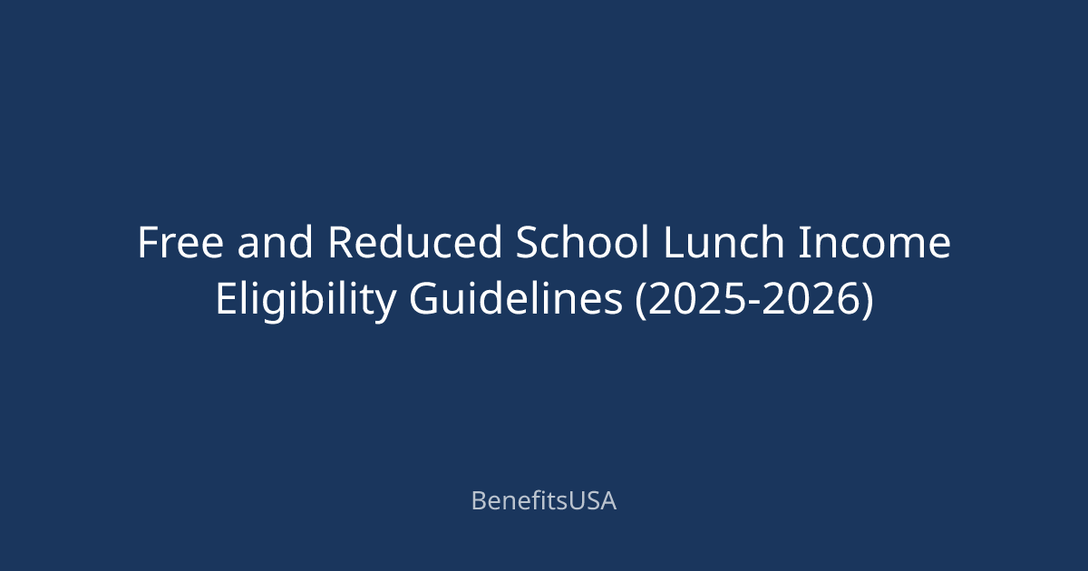 Free and Reduced School Lunch Income Eligibility Guidelines (2025-2026 ...