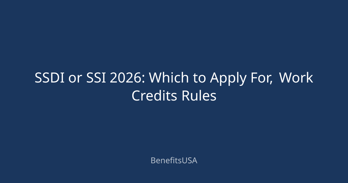 SSDI or SSI 2026: Which to Apply For, Work Credits Rules | BenefitsUSA Blog